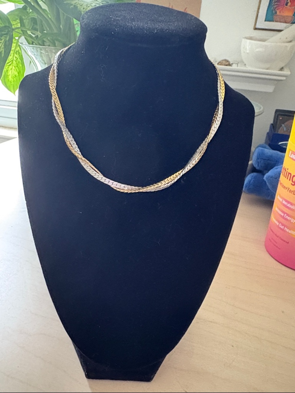 Avon Two-Tone Braided Necklace in Gold and Silver